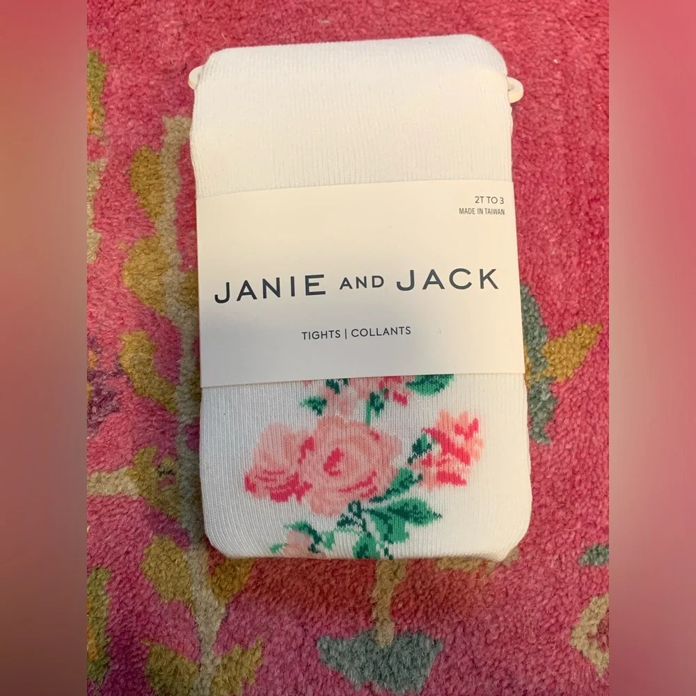 NWT JANIE AND JACK FLORAL KNIT TIGHTS